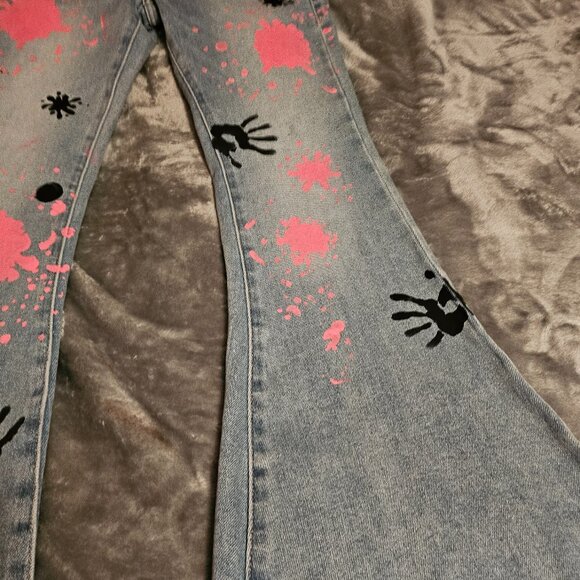 Kancan Womens Paint Splashed Jeans Sz 11 - Picture 14 of 15
